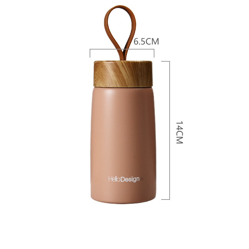 280ml caneca de aço inoxidável garrafa térmica copo tumbler portátil vácuo garrafa térmica garrafa de água caneca de chá para o esporte ao ar livre acampamento viagem: Rosa