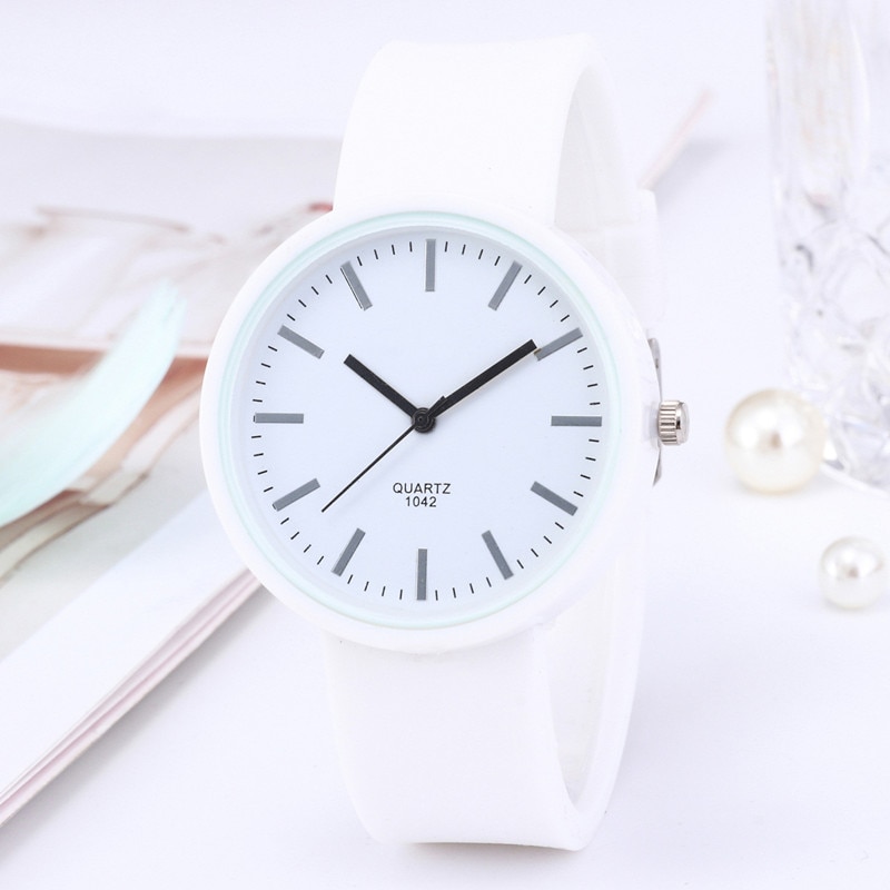 Mode Eenvoudige Horloges Vrouwen Wit Horloges Koreaanse Siliconen Quartz Horloges Goedkope Prijs Reloj Mujer