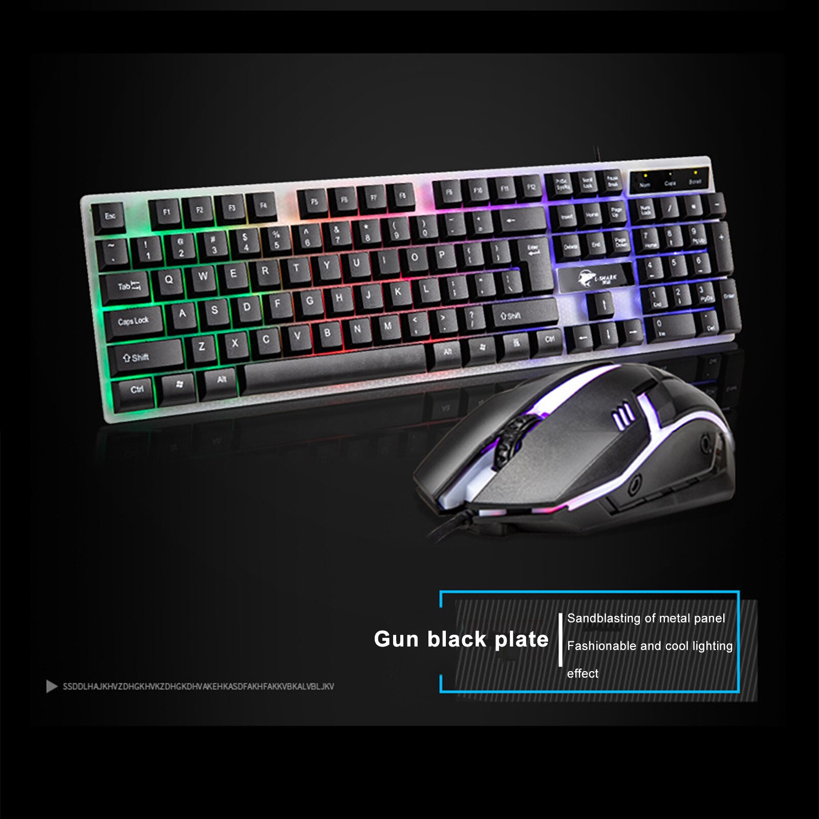 T350 Rainbow Backlight Usb Rainbow Ergonomic Gaming Keyboard and Mouse Set 104 Key Wired Keyboard Mice Combos for Laptop
