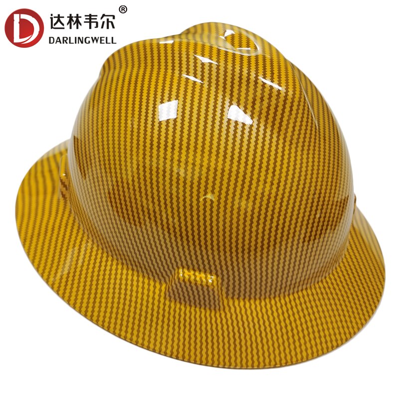 DARLINGWELL Full Brim Hard Hat Construction Work Safety Helmet Carbon Fiber Pattern Railway Metallurgy Mine Cap