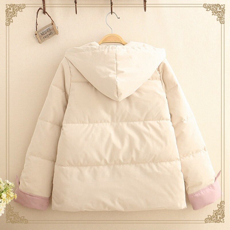 Merry pretty mori menina jaqueta de inverno roupas femininas kawaii warmcoat grosso parka japonês bonito dos desenhos animados gato outwear casaco com capuz