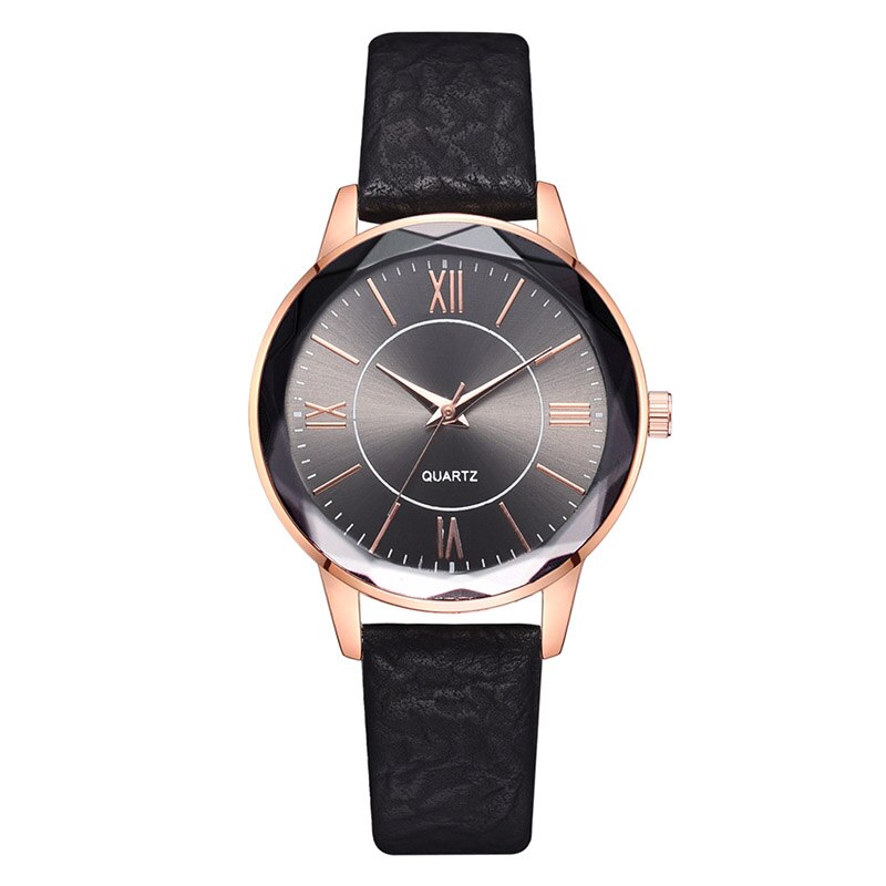 Vintage Quartz Horloge Romeinse Cijfers Wijzerplaat Met Pu Lederen Band NIN668: Black