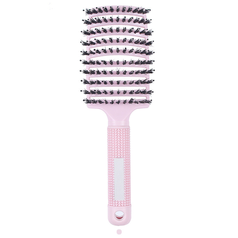 Peigne de Massage du cuir chevelu, brosse à cheveux en poils et en Nylon, brosse à cheveux démêlante humide et bouclée, outils de coiffure pour Salon de coiffure pour femmes: Marron