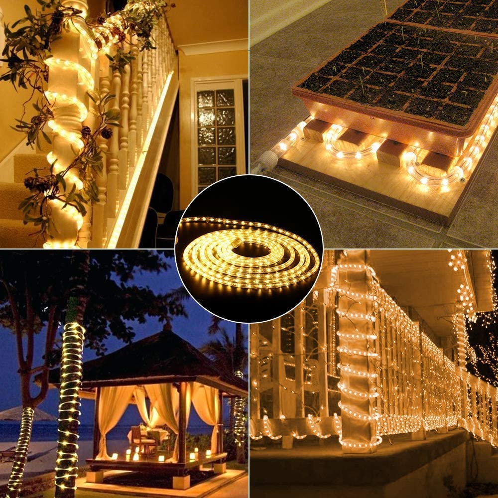 LED Rope Lights Battery Powered Fairy String Lights with Remote Control Garden Tube Lighting Strings Christmas Decor