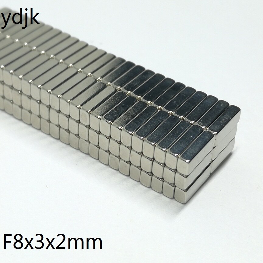 20pcs/lot N38 Rectangular magnet 8x3x2 Super Strong mm Neodymium magnet 8*3*2 NdFeB magnet 8 x 3 x 2