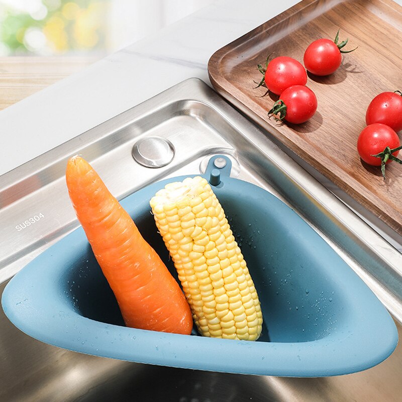 Multifunctional Sink Drain Shelf Triangular Sink Corner Strainer Basket Storage Rack Sucker Sink Sponge Holder Kitchen Tools