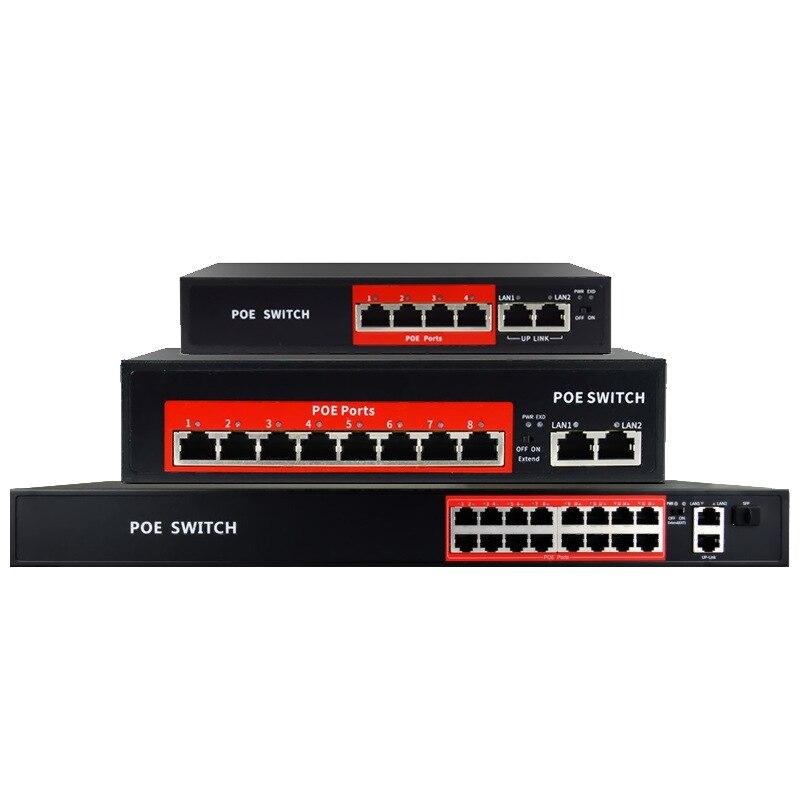 Poe Switch 48V Met 4 8 16 Poorten 100Mbps Poorten Ieee 802.3 Af/Op Ethernet Switch Geschikt voor Ip Camera/Draadloze Ap/Poe Camera