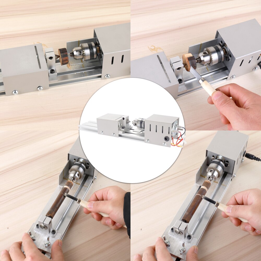 100W Lathe Machine Wood Working DIY Beads Grinding and Polishing Machine Mini Lathe DIY Woodworking Craft Rotary Machine
