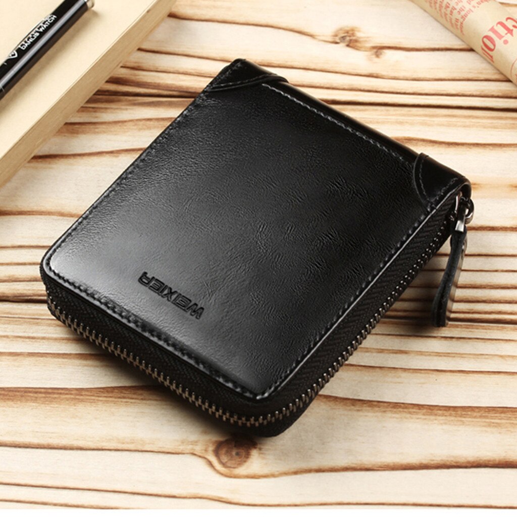Men Wallets Coin Purse Clutch Hasp Retro Short Wallet Card Holder Wallet Men's Small Zipper Wallet With Coin Purse