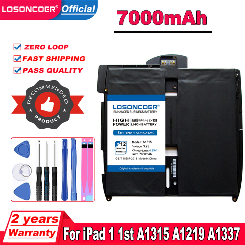1 A1315 7000mAh 3.75V Bateria Para Apple iPad 1st Geração A1315 A1219 969TA028H A1337 616-0448 616-0478 Series Laptop