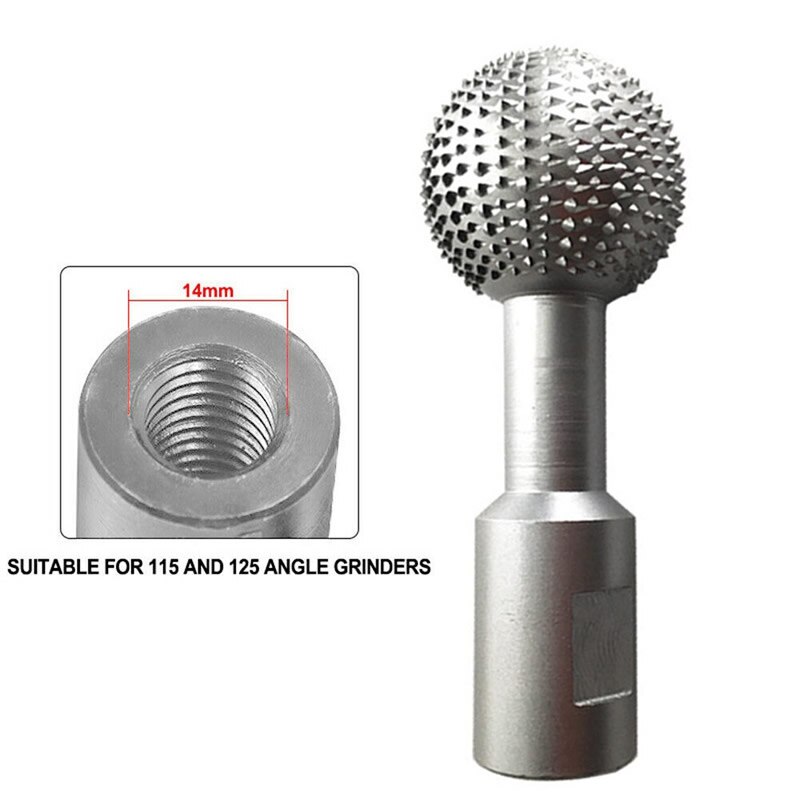 1Pcs Ball Gouge Spherical Spindles Shaped Wood Gouge 10/14MM Power Carving Attachment for Angle Grinder Wooden Carving Tool: silver 14mm
