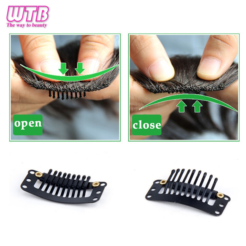 WTB-Cinta para La Cabeza corta y recta, flequillo con Clip en una pieza, para mujer, resistente al calor, negro sintético, flequillo Romo Natural