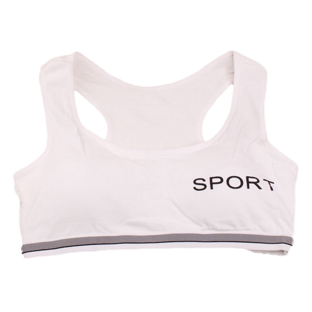 Tiener Beha Meisje Vest Katoen Spandex Grote Meisje Sport 7-14 Jaar Adolescente Kids Ondergoed Brief Racerback Training draad Gratis: White