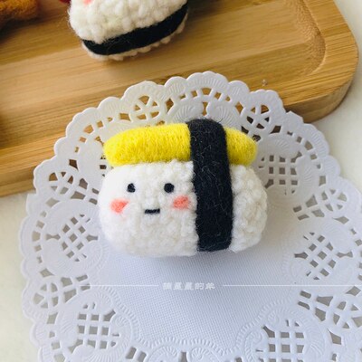 Kit de costura de lana de Sushi japonés, fieltro de lana, aguja de fieltro, colgante, artesanía, artesanía, bricolaje, hecho a mano: Sushi Wong