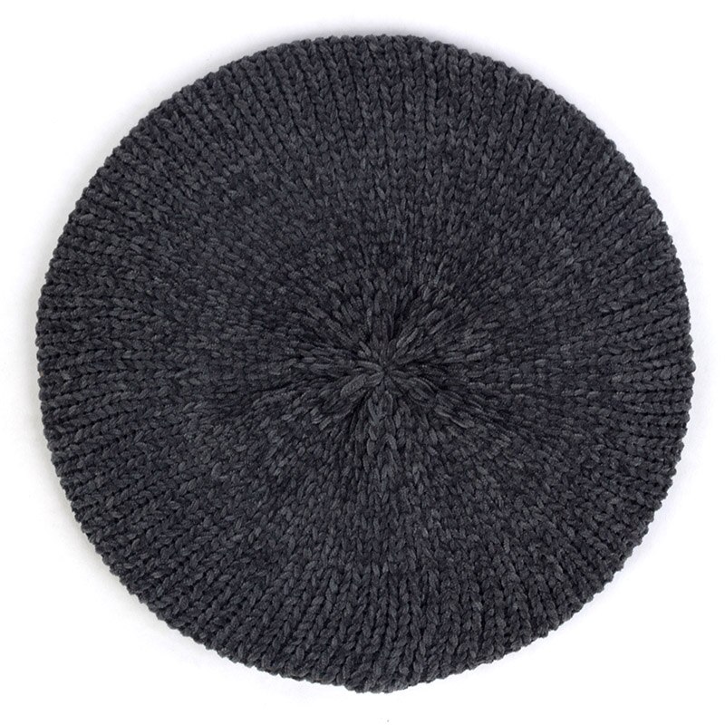 Knitted Wool Hats For Women Lady Winter Berets Spring Casual Warm Hat Female Solid Color Beret Hats Caps: Dark gray