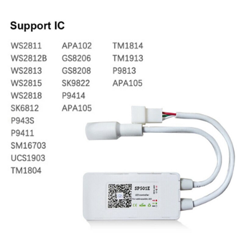 Sp 601e sp501e alexa google home smart home pixel led wifi spi-kontroller stemmekontroll for  ws 2811 2812 2815 led strip  dc5-24v