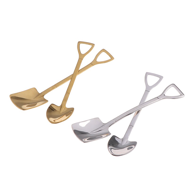 1 st retro spade kaffesked rostfritt stål dessert sked vattenmelon sked glass sked spets spade platt spade gou
