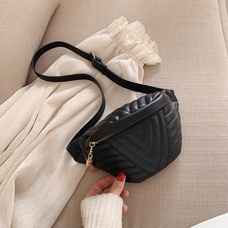 Small Simple Wild Crossbody Bags For Women Tassel Soft Shoulder Messenger Bag Female Handbags And Purses Sac Tiktok: Black