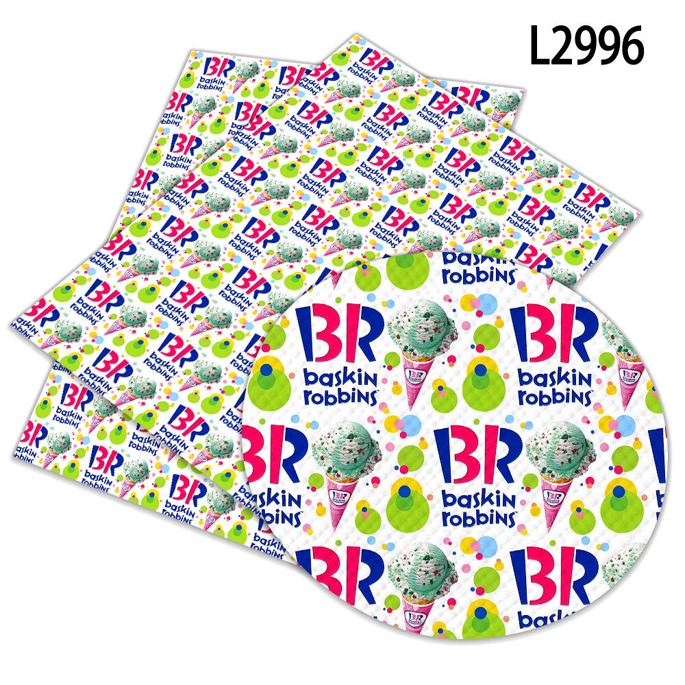 DIY 30 cm x 22 cm Baskin Robbins Ice-cream Pattern Solid Color Suede Synthetic Leather DIY Sewing Material: L2996