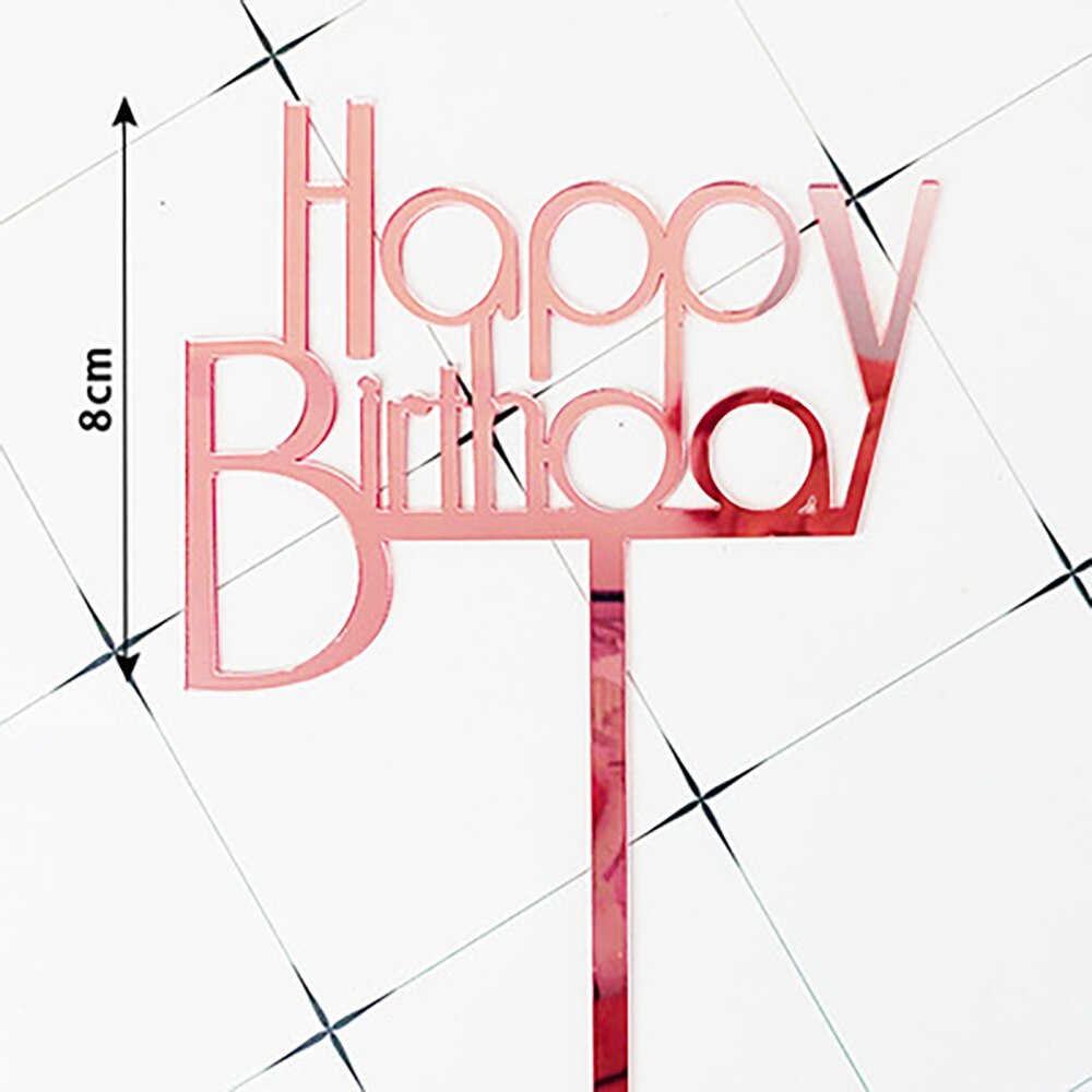 Happy Birthday Cake Topper Acrylic Gold Mirror Cupcake Topper for Kids Birthday Party Cake Baby Shower Decorations: 10