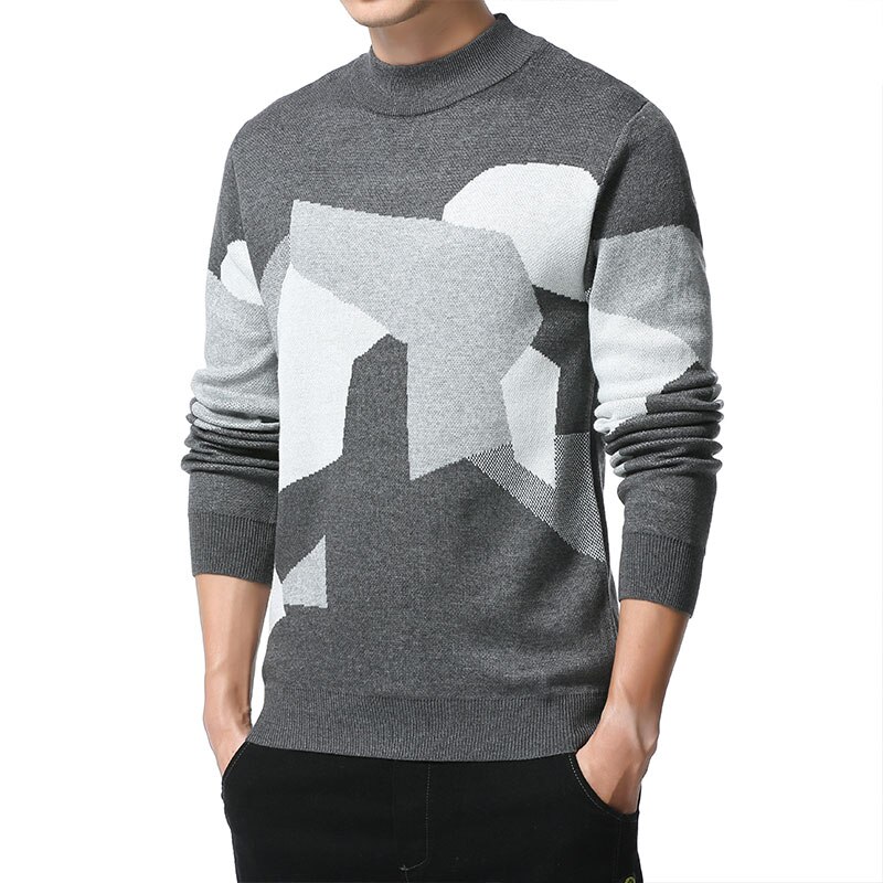 Herfst winter merk gebreide wollen grafische halve coltrui coole truien heren casual herenkleding