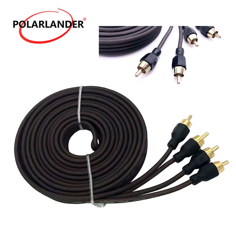 Car Audio Power Cable 5m Wire Audio Cable Line RCA Phono Y Splitter Lead Adapter Cable Connector