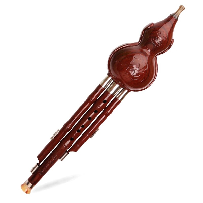 C-key Hulusi gourde tuyaux avec noeud chinois étui de transport pour les débutants: Mahogany