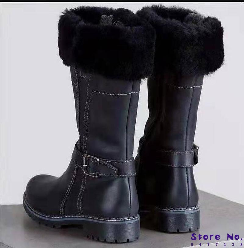 Kvinner knehøye støvler stor størrelse lave hæler sko støvletter gladiator vintage pu lær vinter snø varm sko botas mujer