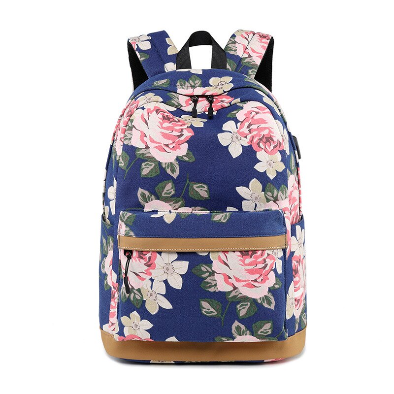 Bloemen Meisjes Rugzak voor School Lichtgewicht Bookbags Satchel College Tassen Tiener Meisjes Kids Schooltas Set Vrouwen Reizen Dagrugzak: X625 blue 1 piece