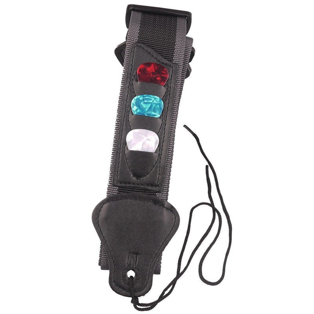 Correia de guitarra elétrica ajustável com 3 suportes de palhetas de guitarra, extremidades de couro pu, guitarra acústica, baixo, acessórios de cinto