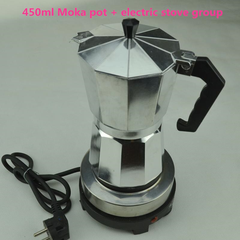 Cafetera italiana hecha a mano, cafetera Octagonal de aluminio, olla Moka eléctrica, horno de cafetera Moka, máquina de café separada: 450ml