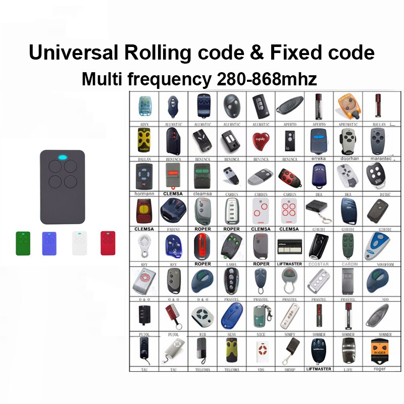 287mhz-868mhz Garage Door Remote Control Compatible AERF ALLMATIC CARDIN DOORMATI FADINI NOVOFERM Remote Control for Gate