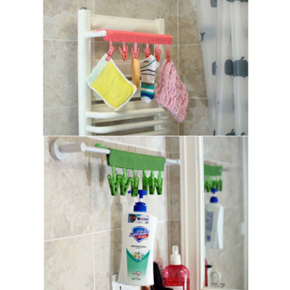 twórczy Dom PP 6 klipsów stojak na ubrania skarpety koszule składane wiszące suszenie prania wieszak trwałe gospodarstwa domowego małe ubrania supplie