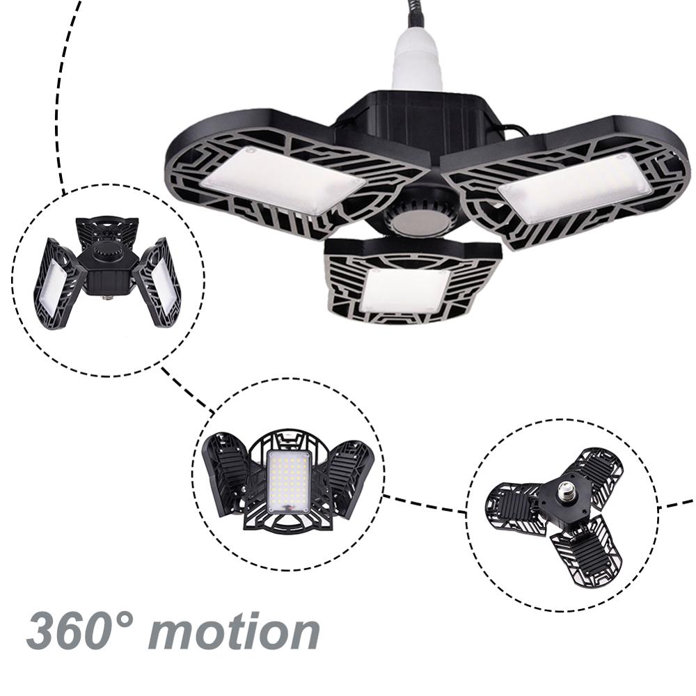 60 W Energy-saving LED Garage Lights Deformable 6000 lm Adjustable Trilight Ceiling LED Light with Three Folding Panels