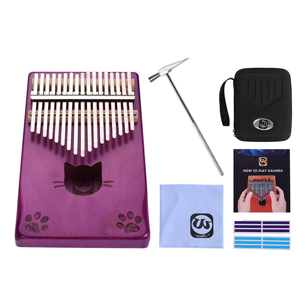 17 key Kalimba Walter.t WK-17MS Thumb Piano Mbira Maple Wood with Carry Bag Tuning Hammer Cleaning Cloth Stickers Musical: purple