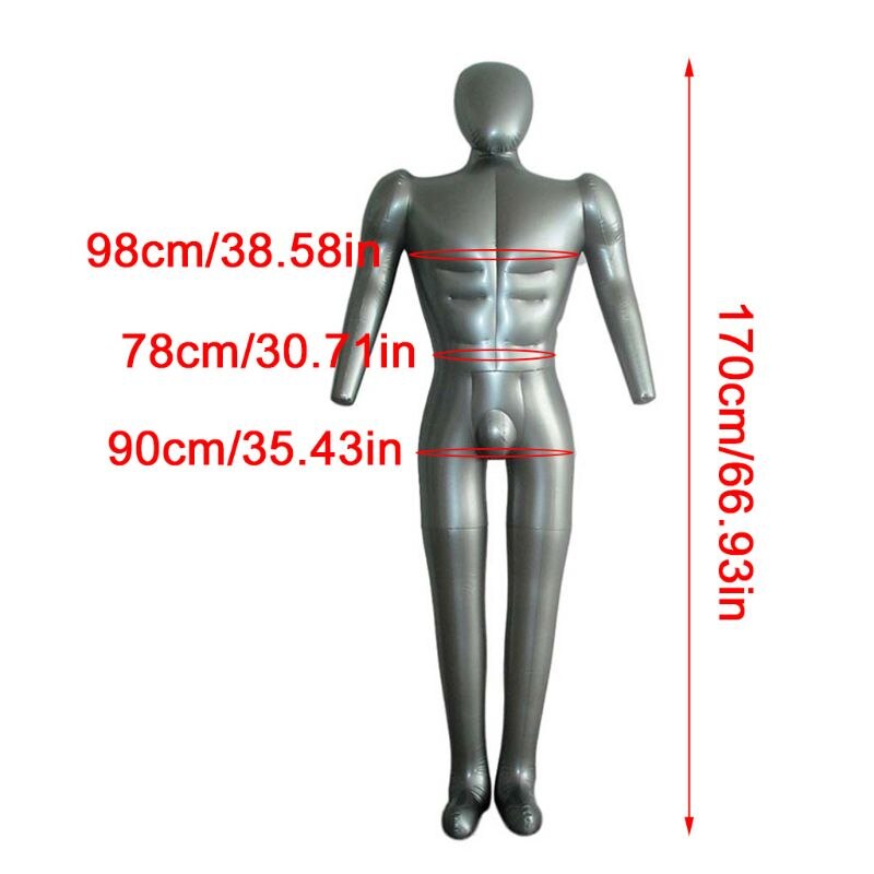 Opblaasbare Mannelijke Full Body Mannequin Vorm Van De Kleding Dummy Met Opblaasbare Pomp