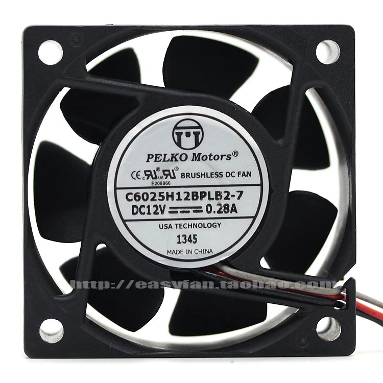 PELKO MOTORS 6CM double ball bearing 6025 C6025H12BPLB2-7 12V 0.28A cooling fan