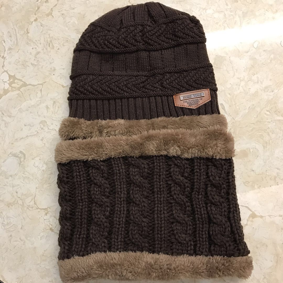 Cagoule pour le visage en cachemire, bonnets à double usage, écharpe pour garçon, fille, enfants, laine en tricot épais, en hiver: Champagne