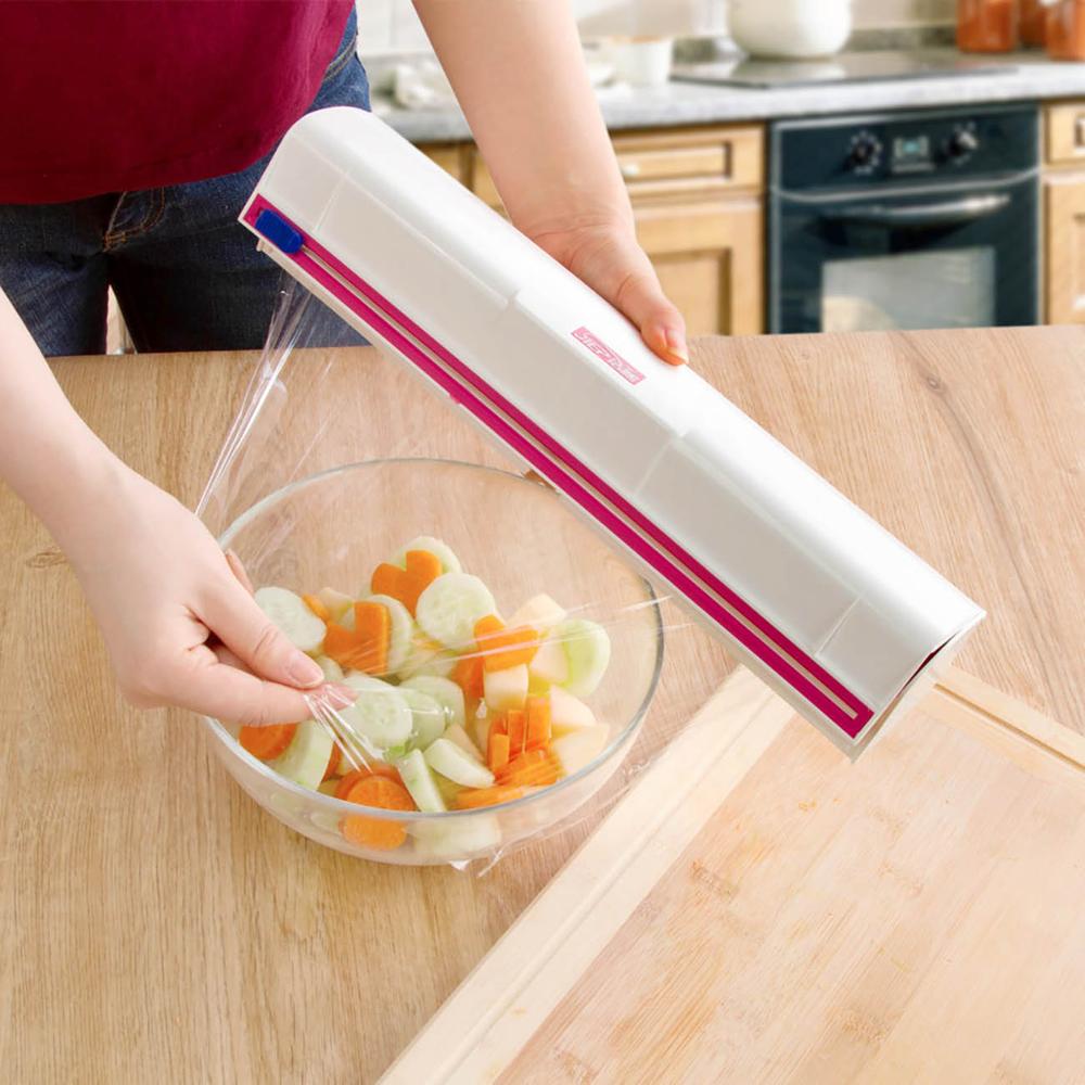 Abs køkken plastfolie cutter dispenser mad indpakning cutter klamre wrap dispenser cutter klæbende film holder køkkenredskaber