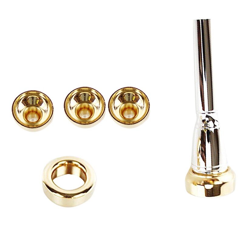 1 Set 2C 3C 2B 3B Mouthpiece for Bb Trumpet Brass Gold Plated a Multi-Purpose T Adapter Gold Lacquer Nozzle