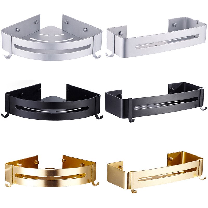 1pc Space Aluminum Bathroom Shelf Shower Shampoo Soap Cosmetic Shelves Black/Golden/Silver Bathroom Accessories Rack Holder