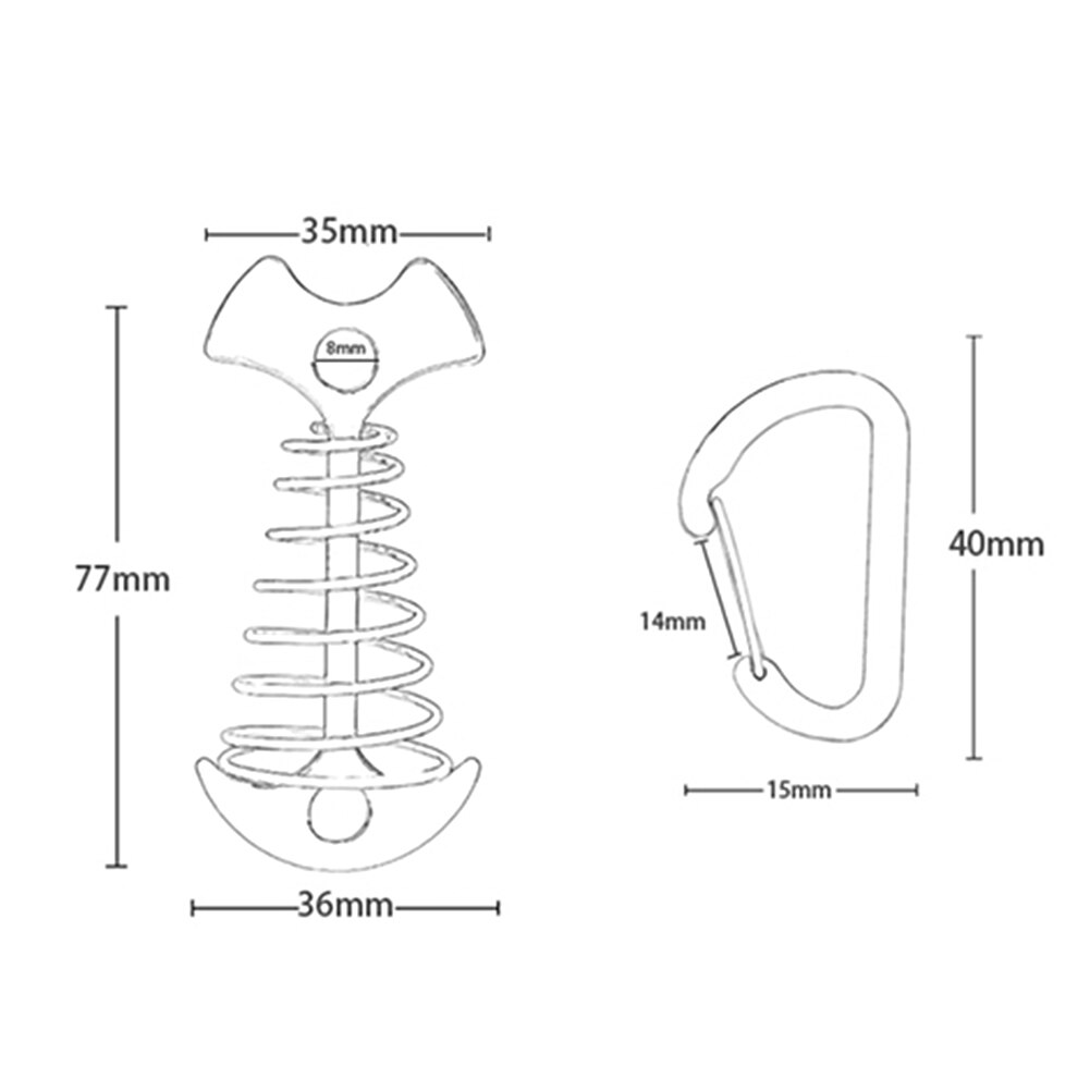 Aluminium-bodenfeder-oktopus-deckheringe mit karabinernägeln, winddichtes zelt, befestigungshaken, schnalle, outdoor-campingausrüstung