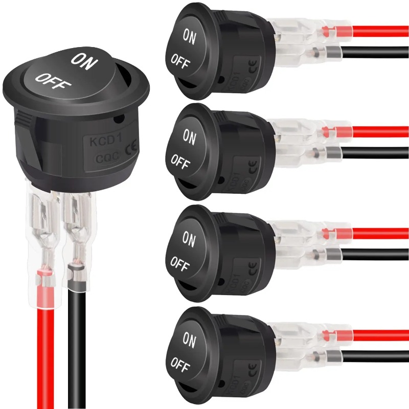 Interruptor basculante redondo de 12V CA 6A/250V 10A/125V SPST 2 pines 2 posiciones interruptor de palanca de encendido/apagado para coche barco automotriz RV negro