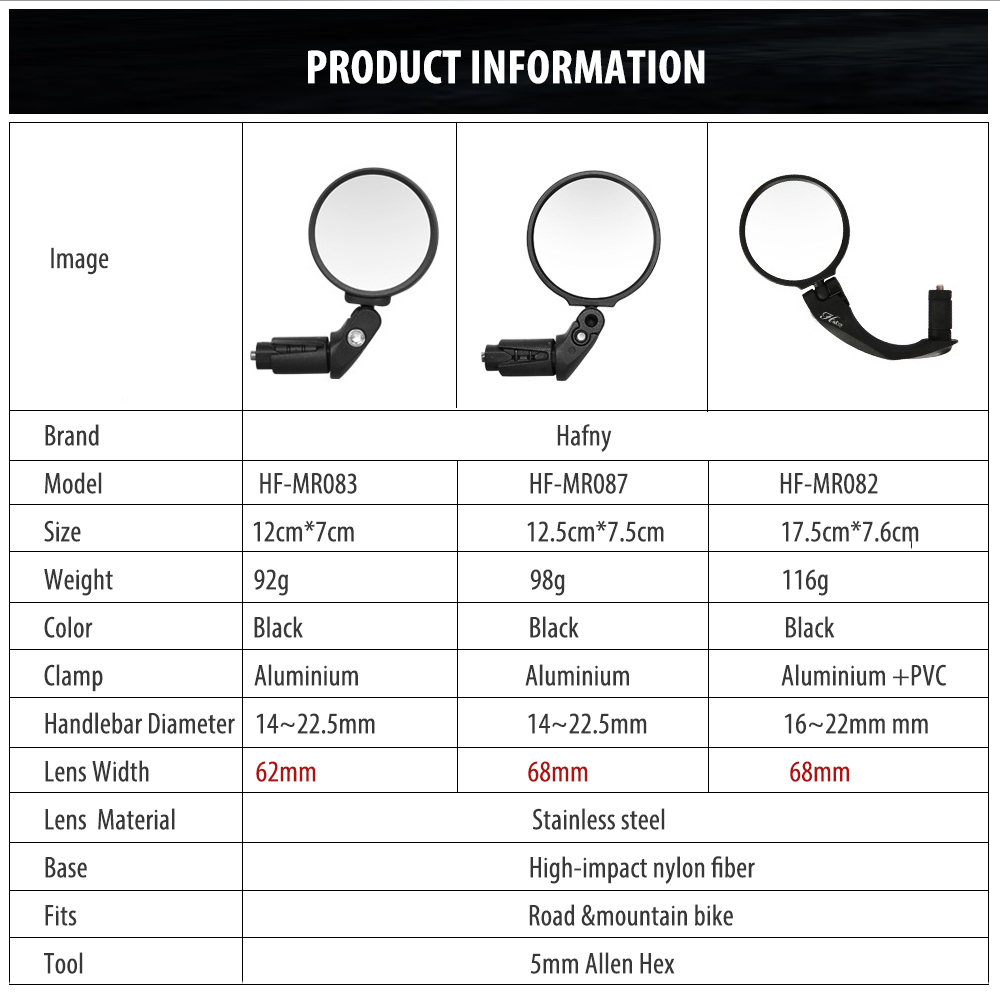 Hafny Bar End Fiets Spiegel Rvs Lens Achteruitkijkspiegel Voor Road Mountain Fiets Bar Platte Stuur