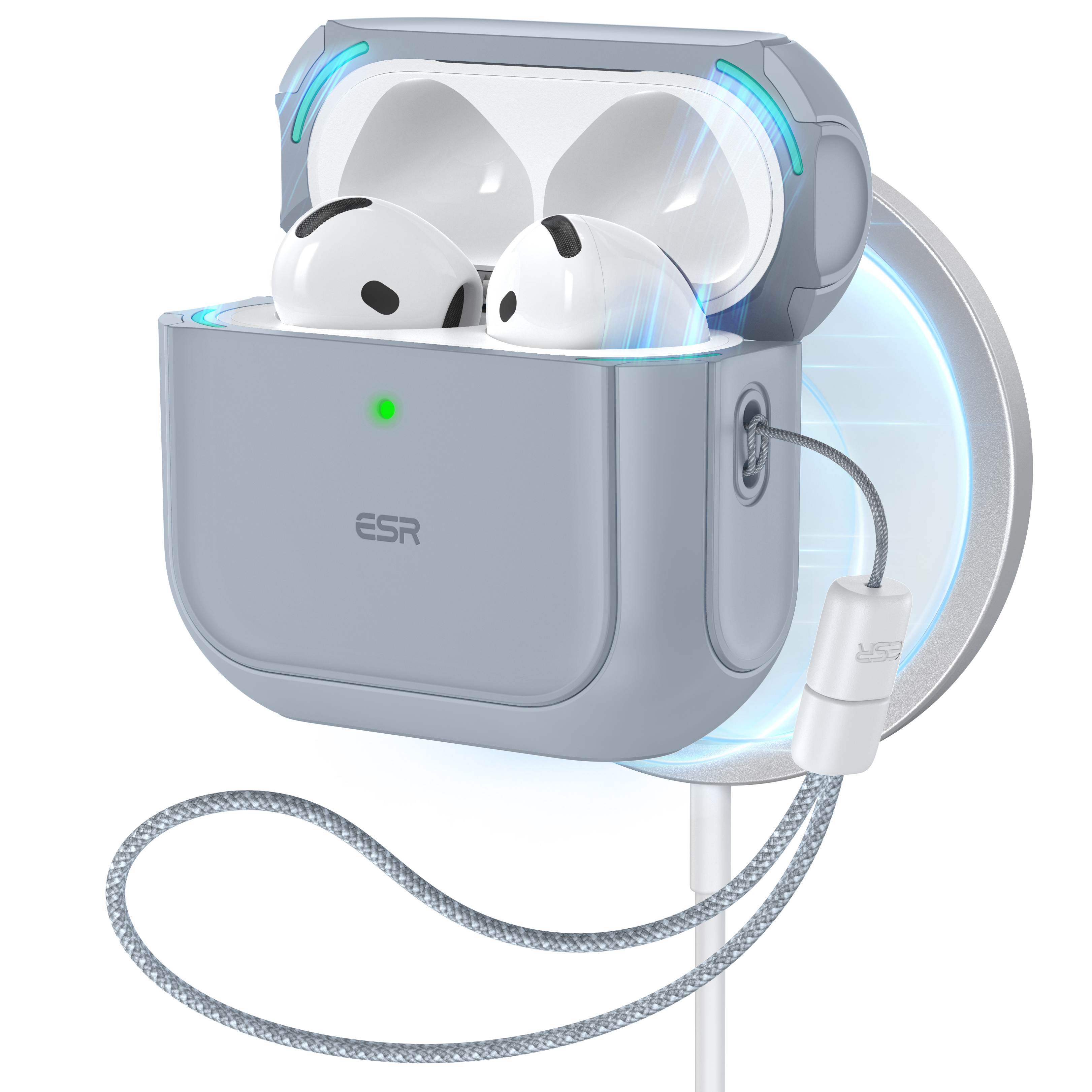 ESR for AirPods 4th Generation Case for AirPods Pro 2nd Generation AirPods Pro 1st MagSafe Protection Cover: 2XS / Light Grey