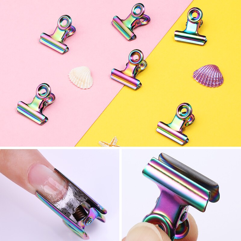 Pinceles curvos C para uñas, Clips de acero inoxidable extendidos para dedos, herramientas para uñas, accesorios Nail Art, 1 ud.