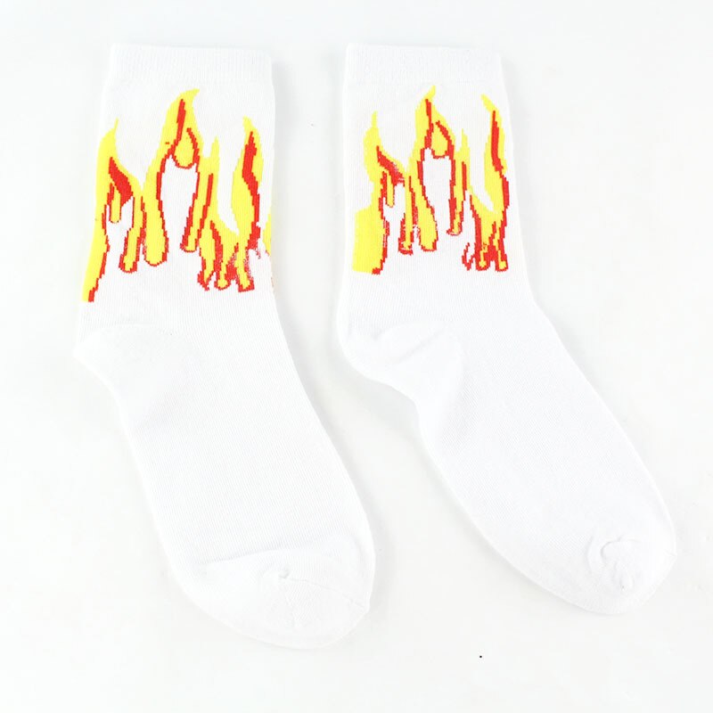 Männer Hip-Hop Hit Farbe Auf Feuer Crew Socken Rot Flamme Blaze Power Taschenlampe Heißer Wärme Straße Skateboard Baumwolle lange Socken: 2