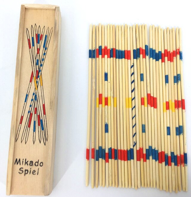 Baby Educatief Houten Traditionele Mikado Spiel Pick Up Sticks Met Doos Game Vroege Educatief Speelgoed Voor Ouder-kind