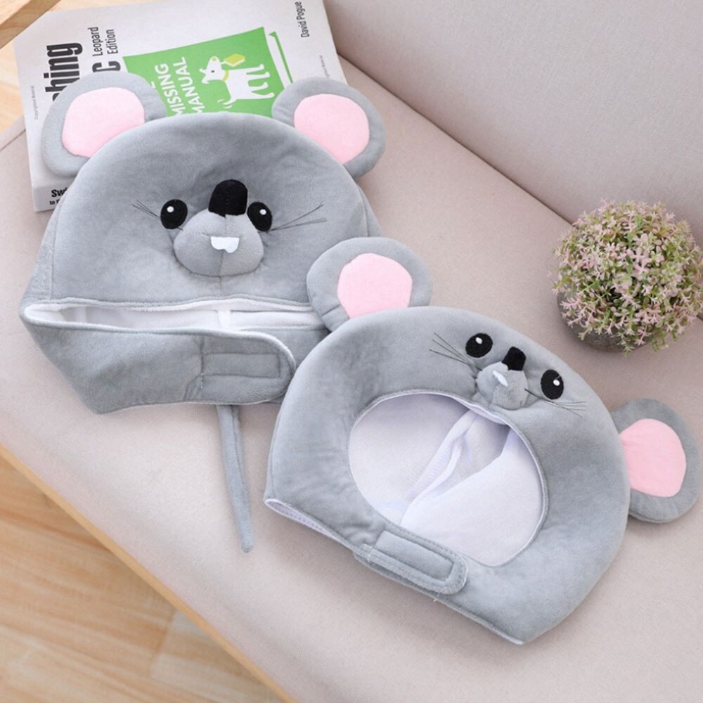 Cute Plush Faux Fur Animal Rat Hat Cap Soft Warm Winter Headwear Fun Cute Beanie Hat Fleece Lining