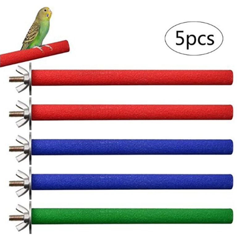 Perchas de madera para pájaros, jaula para loros con superficie rugosa, juguete para masticar, soporte para pies de pico, pulidor de uñas, recortado C42, 5 uds.